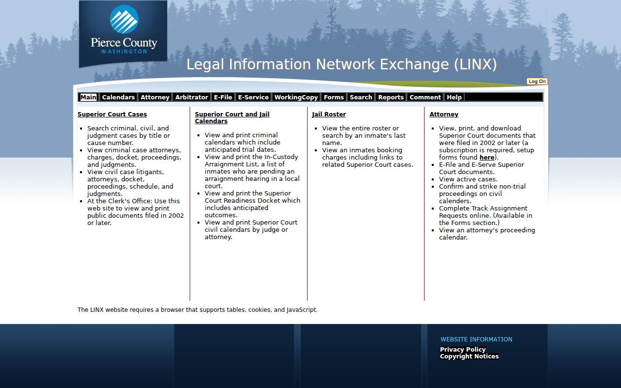 Tacoma resident lookup LINX court directory